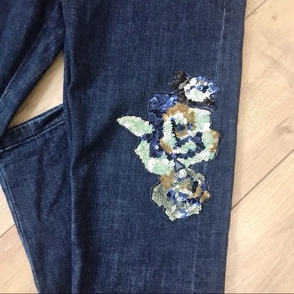 Anthropologie Embellished Sequin Pilcro Mid-Rise Slim Boyfriend Jeans - Picture 5 of 6